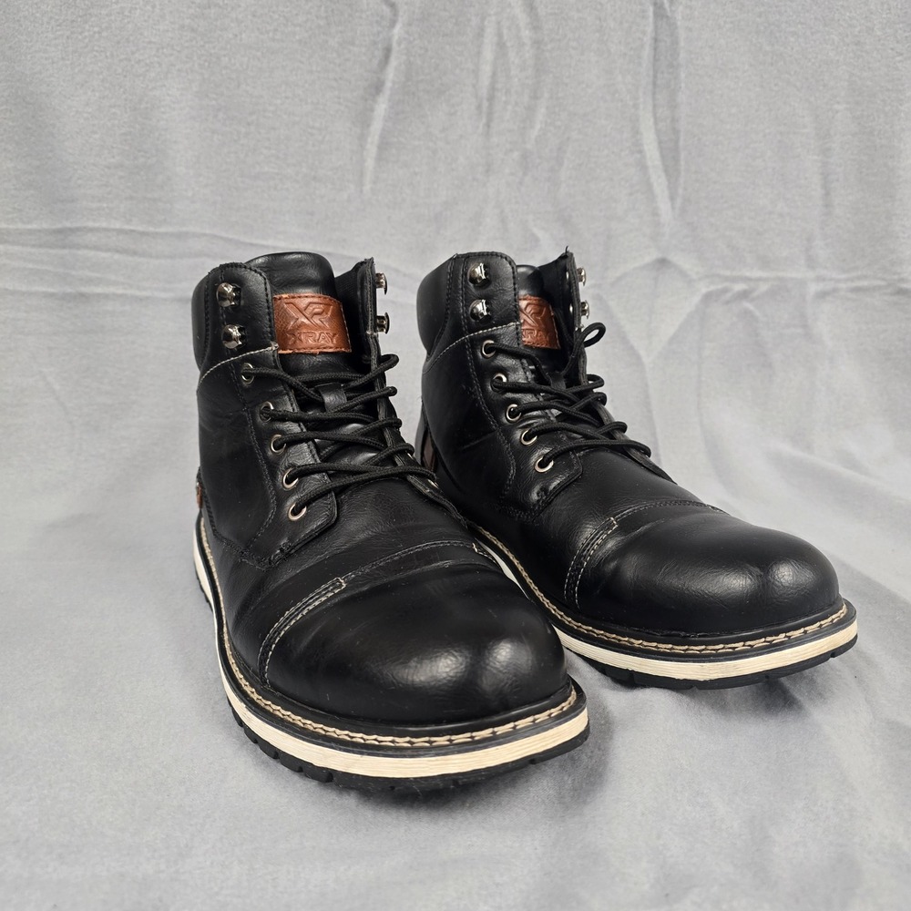 XRAY Mens Black Lace Up Cap Toe Combat Boots High Top Sneakers Size 13